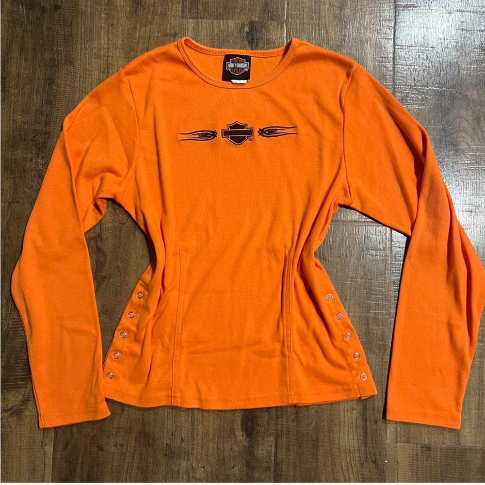 Harley-Davidson Orange Fitted Long Sleeve Tee